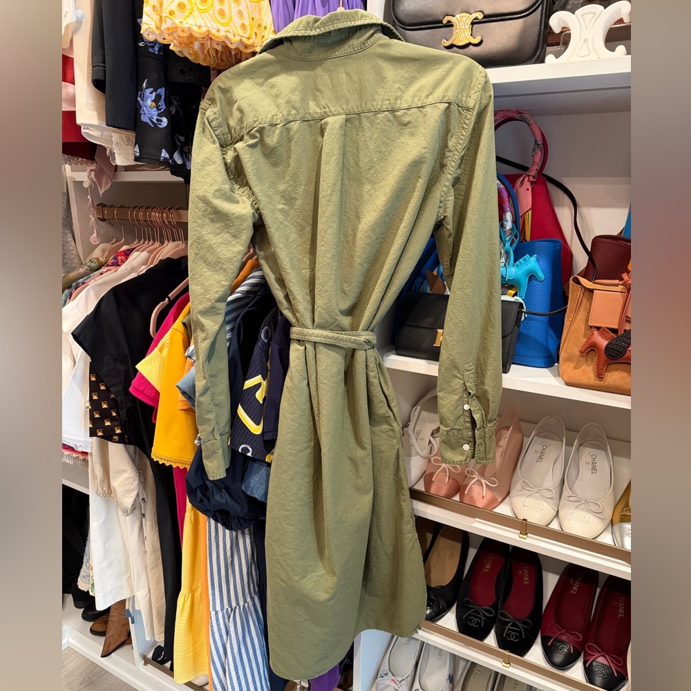 Polo Ralph Lauren olive green belted midi shirt dress - Picture 4 of 4